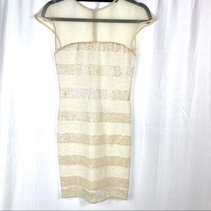 Dress the population Cream color sequence dress